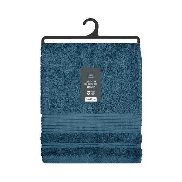 Asciugamano tipo terry blu scuro in cotone 50x90 cm Tendresse – douceur d'intérieur-image-4