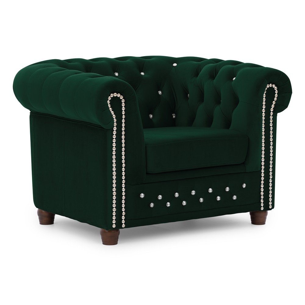 Poltrona chesterfield verde con rivestimento in velluto York Blik – Ropez | Poltrone