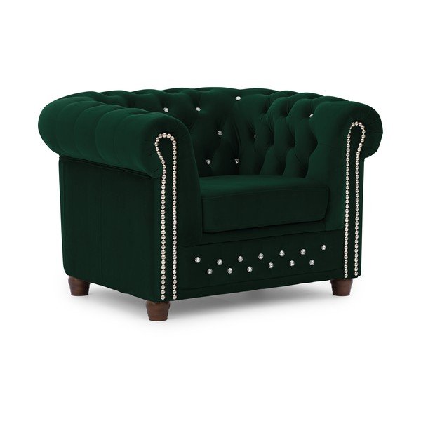 Poltrona chesterfield verde con rivestimento in velluto York Blik – Ropez
