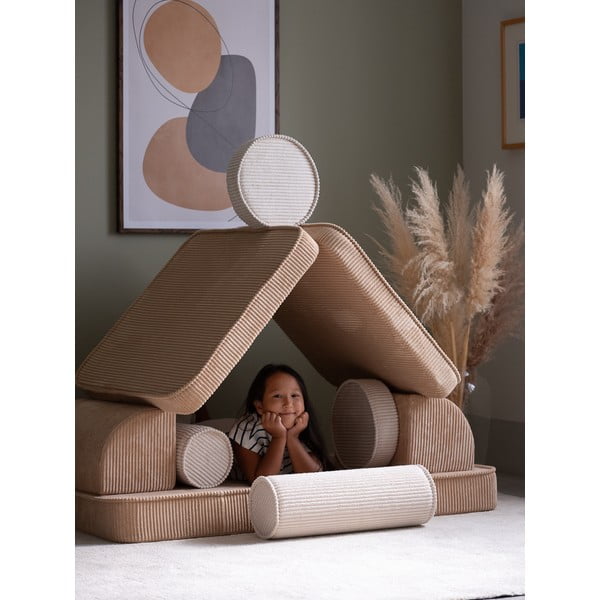 Divano per bambini marrone chiaro con rivestimento in velluto a coste 132 cm Settee – Wigiwama-image-1