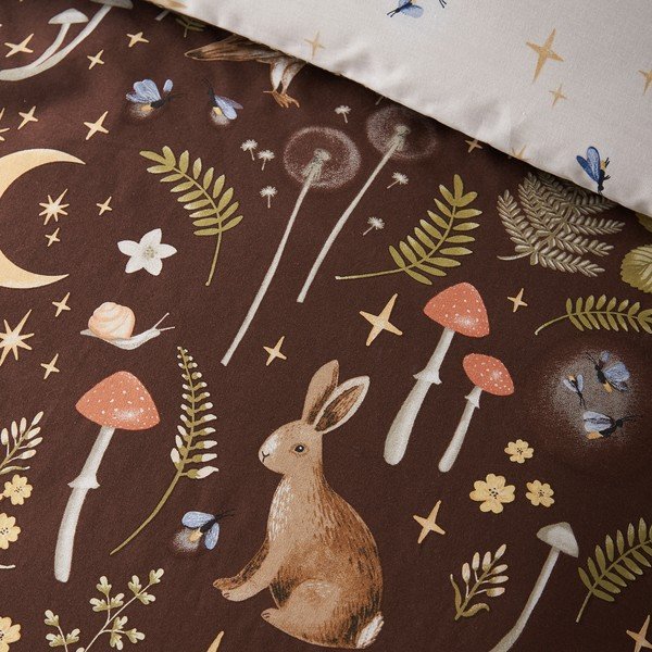 Set copripiumino e federa marrone scuro per letto singolo 135x200 cm Enchanted Twilight Animals – Catherine Lansfield-image-3
