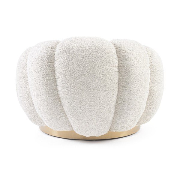 Poltrona color crema girevole con rivestimento in bouclé Florel – Bizzotto-image-4