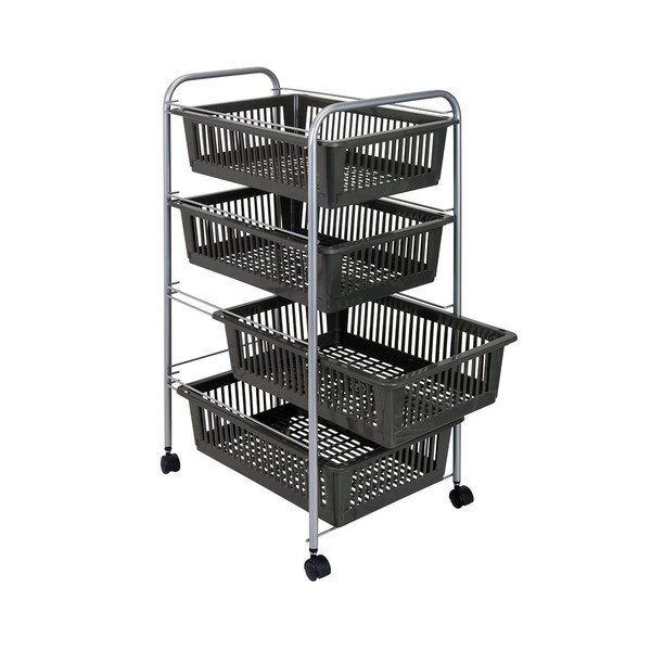 Supporto nero con cestini SuperJumbo, 78 x 46 cm - Metaltex