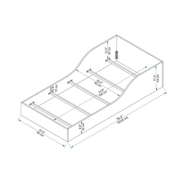 Letto singolo bianco 90x190 cm Oya - Kalune Design-image-4