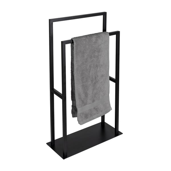 Portasciugamani in acciaio inox nero Rivaltana - Wenko-image-1