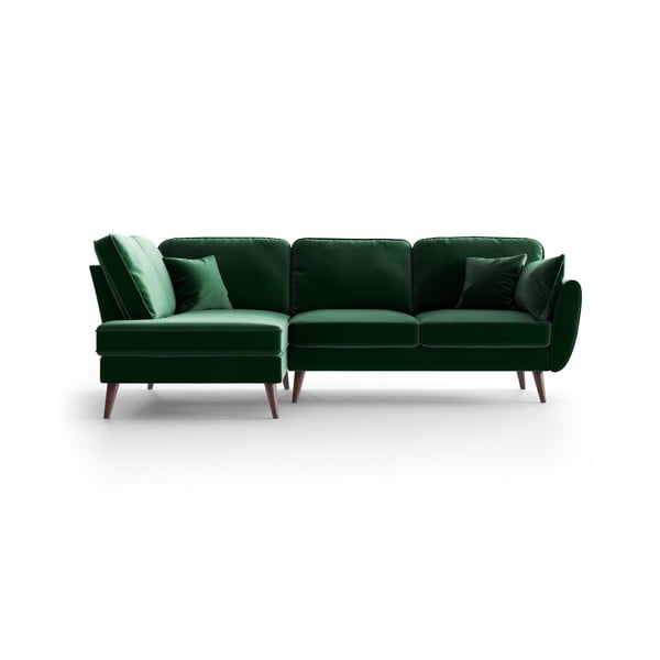 Divano angolare in velluto verde, angolo sinistro Auteuil - My Pop Design