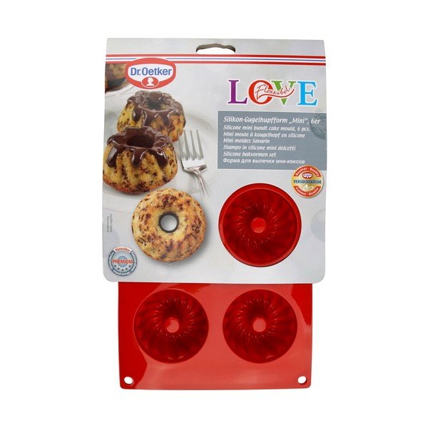 Stampo in silicone rosso per 6 mini bundt cake Flexxibel Love - Dr. Oetker-image-2