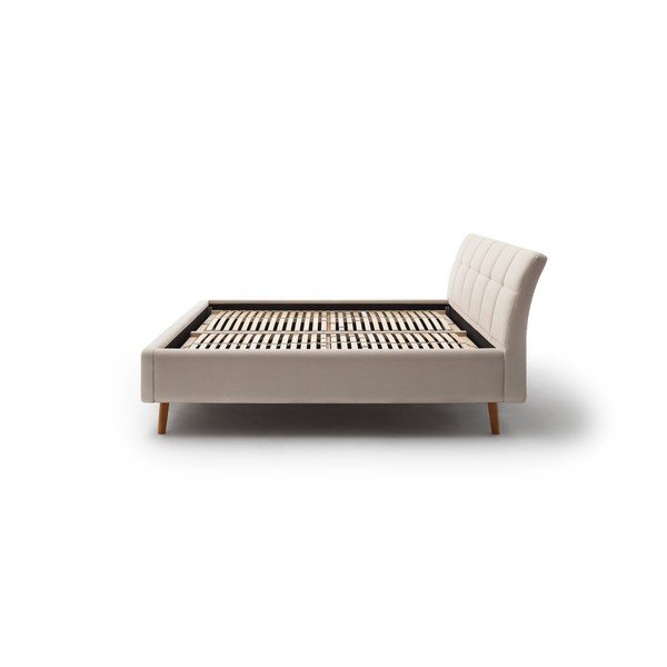 Letto matrimoniale imbottito beige con contenitore con rete inclusa 160x200 cm Mila – Meise Möbel-image-4