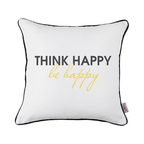 Federa in bianco e nero Mike & Co. NEW YORK Think Happy, 43 x 43 cm - Mike & Co. NEW YORK