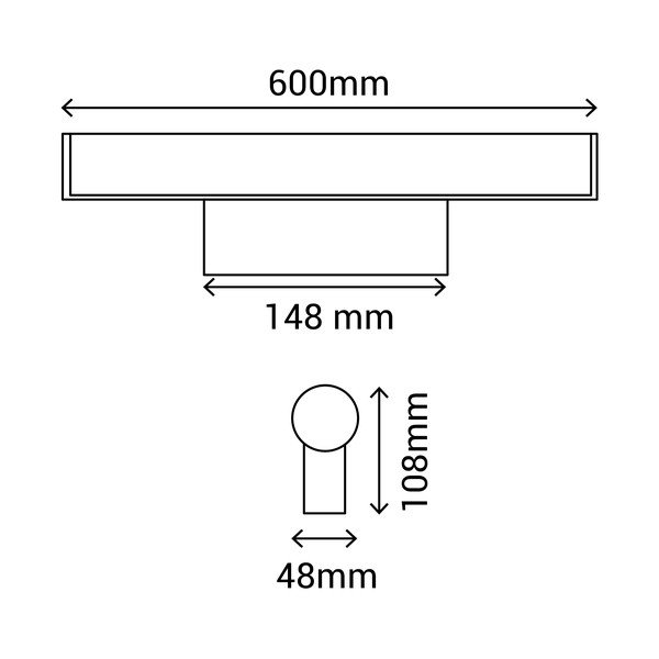 Lampada da parete nera, lunghezza 60 cm Caspio - SULION-image-4