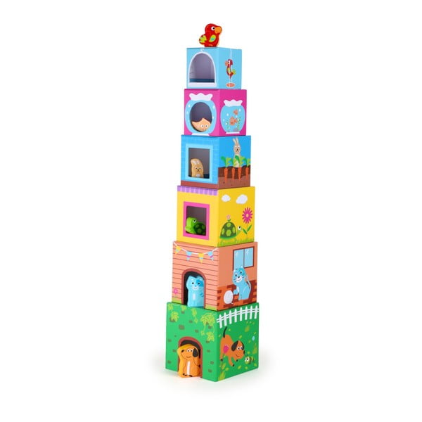 Torre di blocchi con animali in legno Figure - Legler
