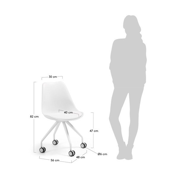 Sedia da ufficio bianca Lars - Kave Home-image-4