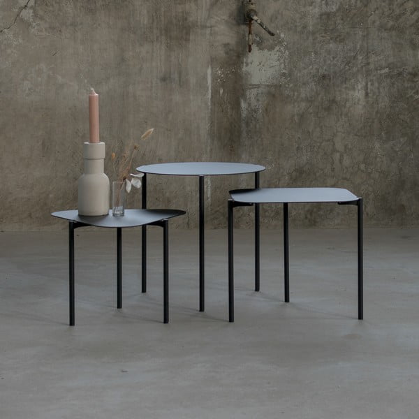 Set di 3 tavolini tondi in metallo 46,5x46,5 cm Do-Re-Mi - Spinder Design-image-1