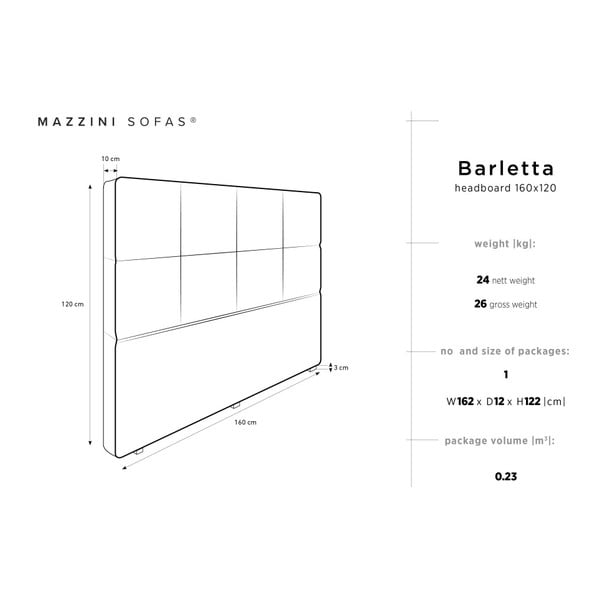Testata grigio scuro Mazzini Sofas Barletta, 160 x 120 cm - Cosmopolitan Design-image-4