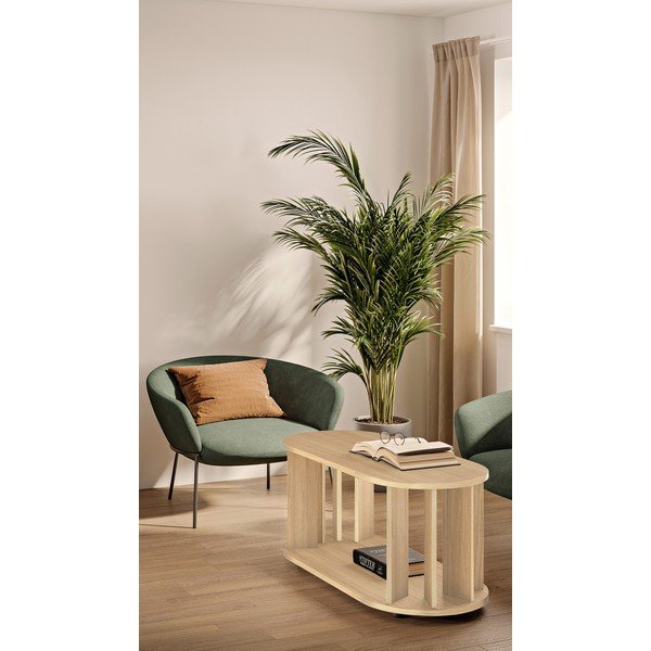 Tavolino in rovere decorato in colore naturale 50x110 cm Nora - TemaHome-image-4