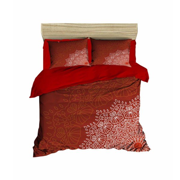 Set di lenzuola e biancheria per letto matrimoniale Red Mandala Right, 200 x 220 cm - Mijolnir