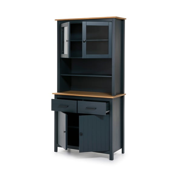 Vetrina blu scuro in legno di pino 90x180 cm Miranda - Marckeric-image-3