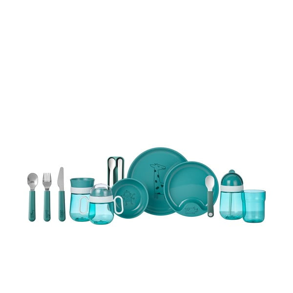 Posate per bambini in acciaio inox turchese e argento 3 pz. Deep turquoise - Mepal-image-3