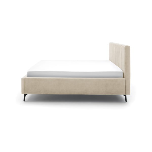 Letto matrimoniale imbottito beige con contenitore con rete inclusa 160x200 cm Lizzano – Meise Möbel-image-4