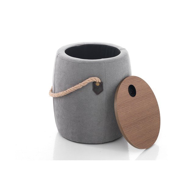 Pouf grigio con contenitore, ø 40 cm Barril - Tomasucci-image-1