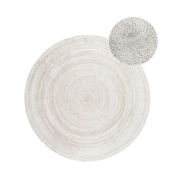 Tappeto rotondo bianco in iuta reversibile/tessuto a mano ø 140 cm Braided – Hanse Home