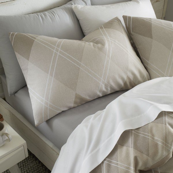 Biancheria da letto beige per letto matrimoniale 200x200 cm Argyle - Catherine Lansfield-image-2