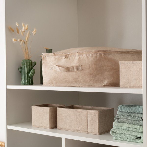 Scatole in set beige in tessuto 2 pz 14x12x12 cm Sandy – Compactor-image-2