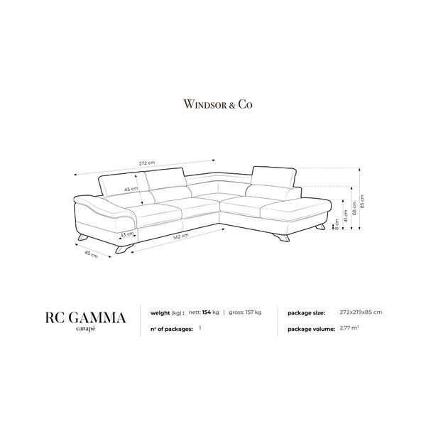 Šedá rozkládací pohovka s úložným prostorem Windsor & Co Sofas Gamma, pravá strana-image-4