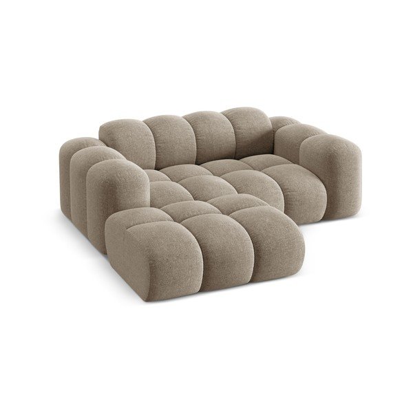 Divano angolare marrone chiaro (con penisola a sinistra/con chaise lounge) con rivestimento in ciniglia Treno – Cosmopolitan Design-image-2