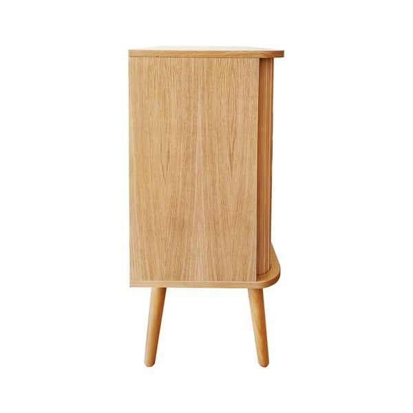 Cassettiera alta colore naturale con trama in rovere con ante scorrevoli 83x95 cm Rove - Woodman-image-4