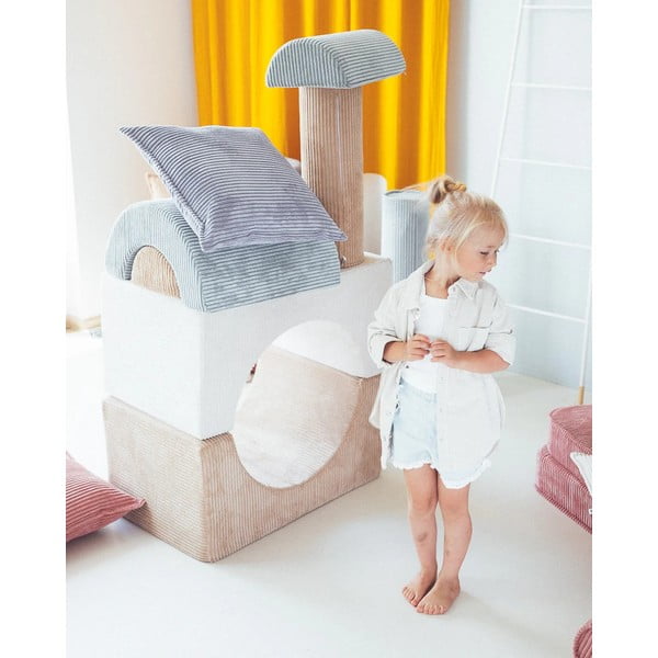 Cuscino per divano da bambini blu con rivestimento in velluto a coste Block – Wigiwama-image-3
