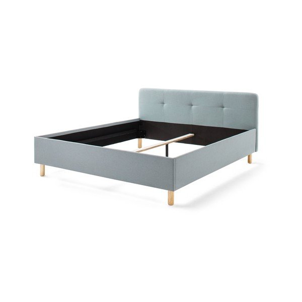 Letto matrimoniale imbottito blu/grigio rete non inclusa 140x200 cm Amelie – Meise Möbel-image-3
