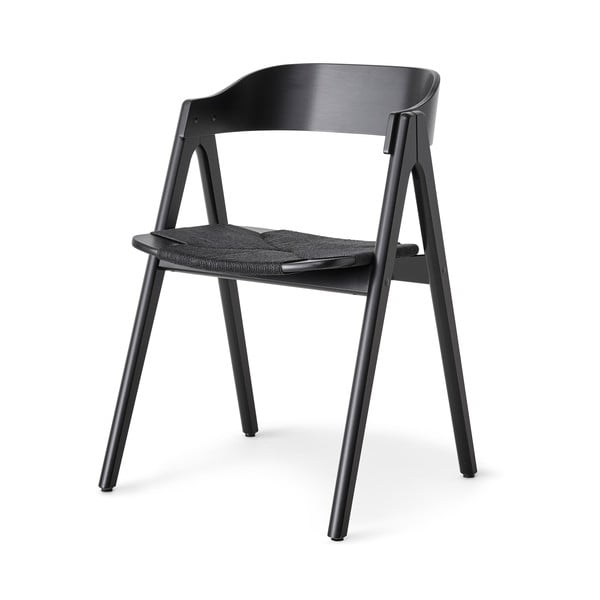 Sedia da pranzo in legno di faggio nero con seduta in rattan nero Findahl di Hammel Mette - Hammel Furniture