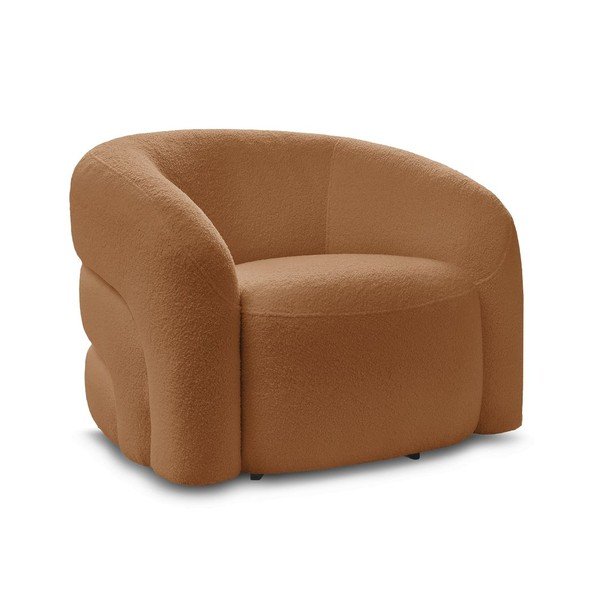 Poltrona arancione girevole con rivestimento in bouclé Elina – Bobochic Paris