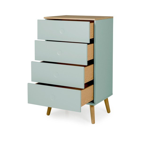 Cassettiera verde con gambe in rovere, larghezza 55 cm Dot - Tenzo-image-4