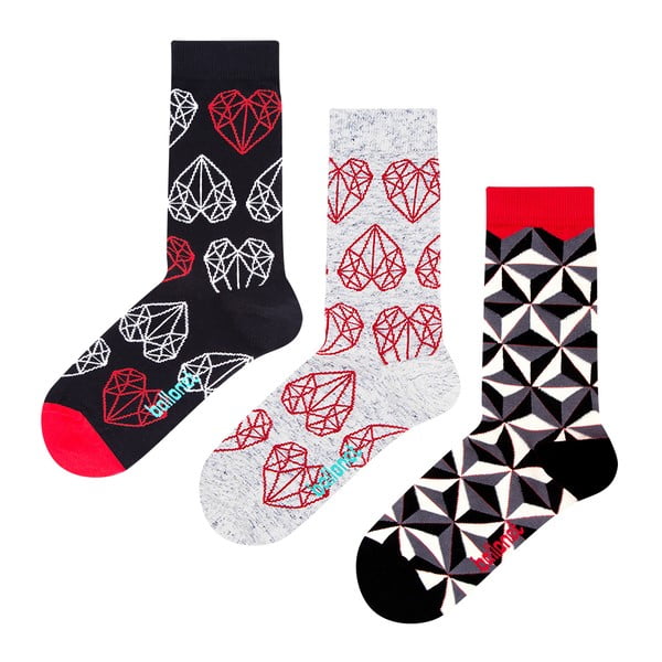 Set di 3 paia di calzini in confezione regalo, taglia 36-40 Black & White - Ballonet Socks