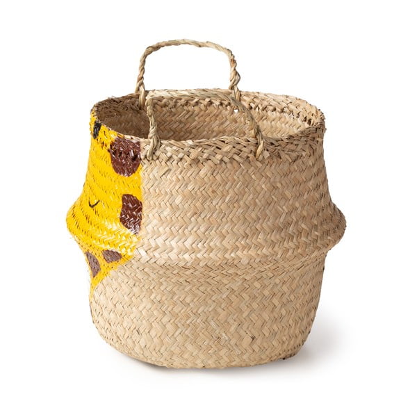 Cesto portagiochi da bambini in seagrass di colore giallo-naturale ø 30x28 cm Giraffe - Compactor-image-4