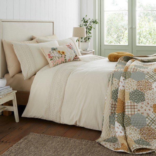 Set copripiumino e federa color crema per letto singolo 135x200 cm Broderie Anglaise – Catherine Lansfield-image-4