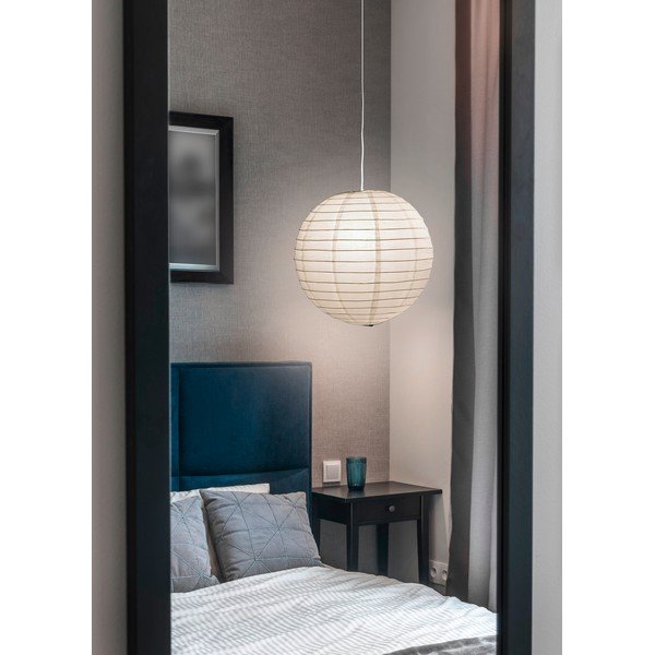 Lampadario bianco con paralume in carta Paper – Trio-image-1