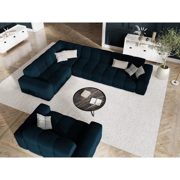 Divano in velluto blu scuro 156 cm Kendal - Micadoni Home-image-1
