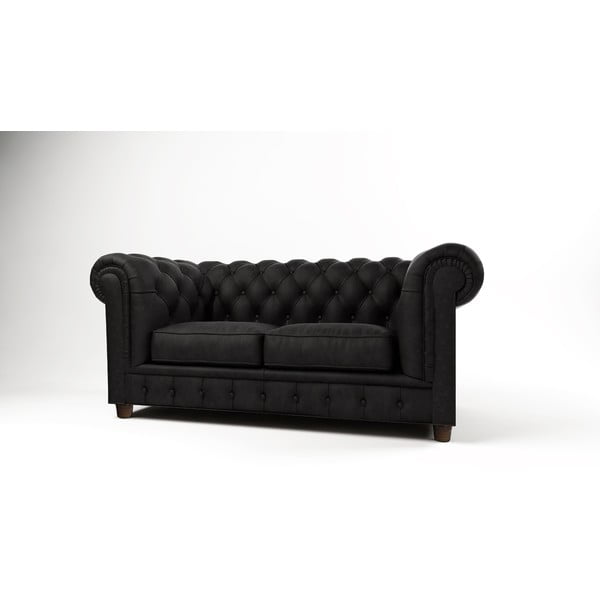 Divano in velluto nero 184 cm Cambridge - Ropez-image-1