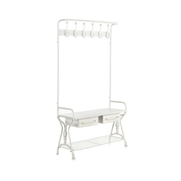 Appendiabiti in metallo bianco con due cassetti Stile industriale - Geese