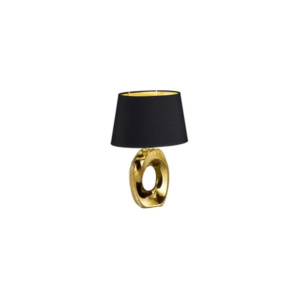 Lampada da tavolo in nero e oro in ceramica e tessuto Taba, altezza 33 cm - Reality