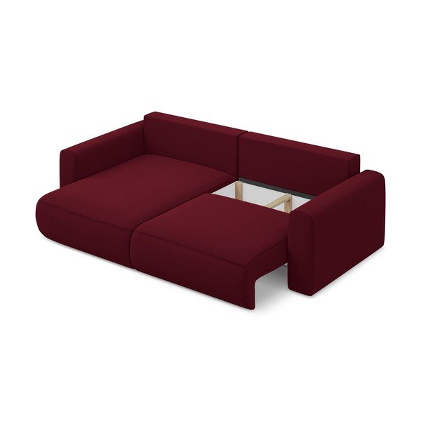 Divano angolare burgundy allungabile/con contenitore (con penisola a sinistra/con chaise lounge) con rivestimento in velluto Kapua – Makamii-image-4