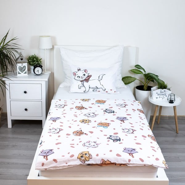 Set copripiumino e federa da bambini bianco in cotone per culla 100x135 cm Marie Cat "Friends" – Jerry Fabrics-image-2