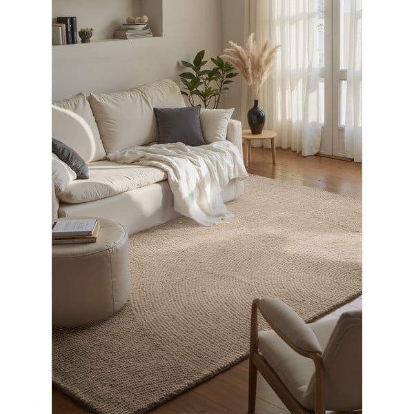 Tappeto beige in lana tessuto a mano 160x230 cm Eleni Light Beige – Hanse Home-image-1