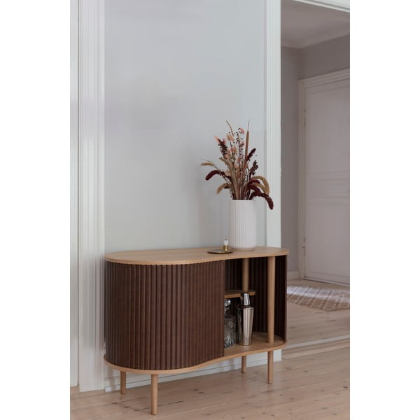 Cassettiera bassa in rovere decorato in marrone e naturale con ante scorrevoli 100x67 cm Audacious - UMAGE-image-1