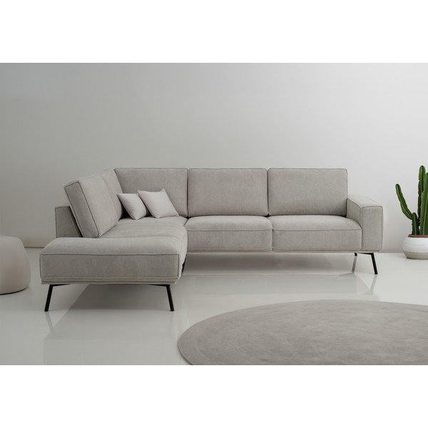 Divano angolare greige (con penisola a sinistra/a L) con rivestimento in ciniglia Amsterdam – Scandic-image-1