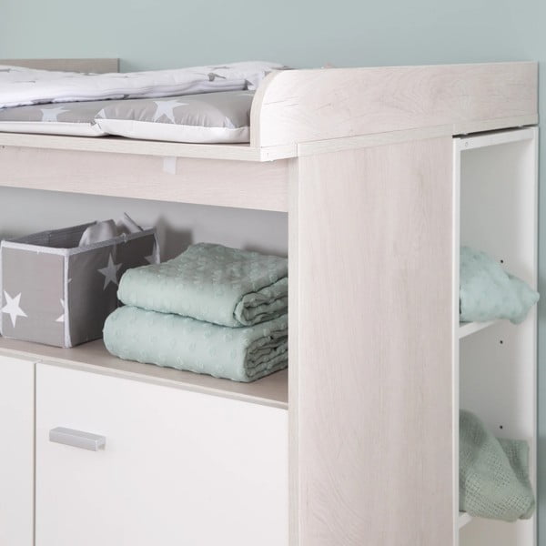 Cassettiera bassa bianca in rovere con fasciatoio 117x98 cm Julia - Roba-image-2