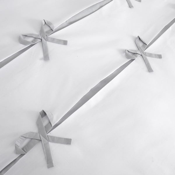 Biancheria da letto bianca e grigia , 135 x 200 cm Milo Bow - Catherine Lansfield-image-4